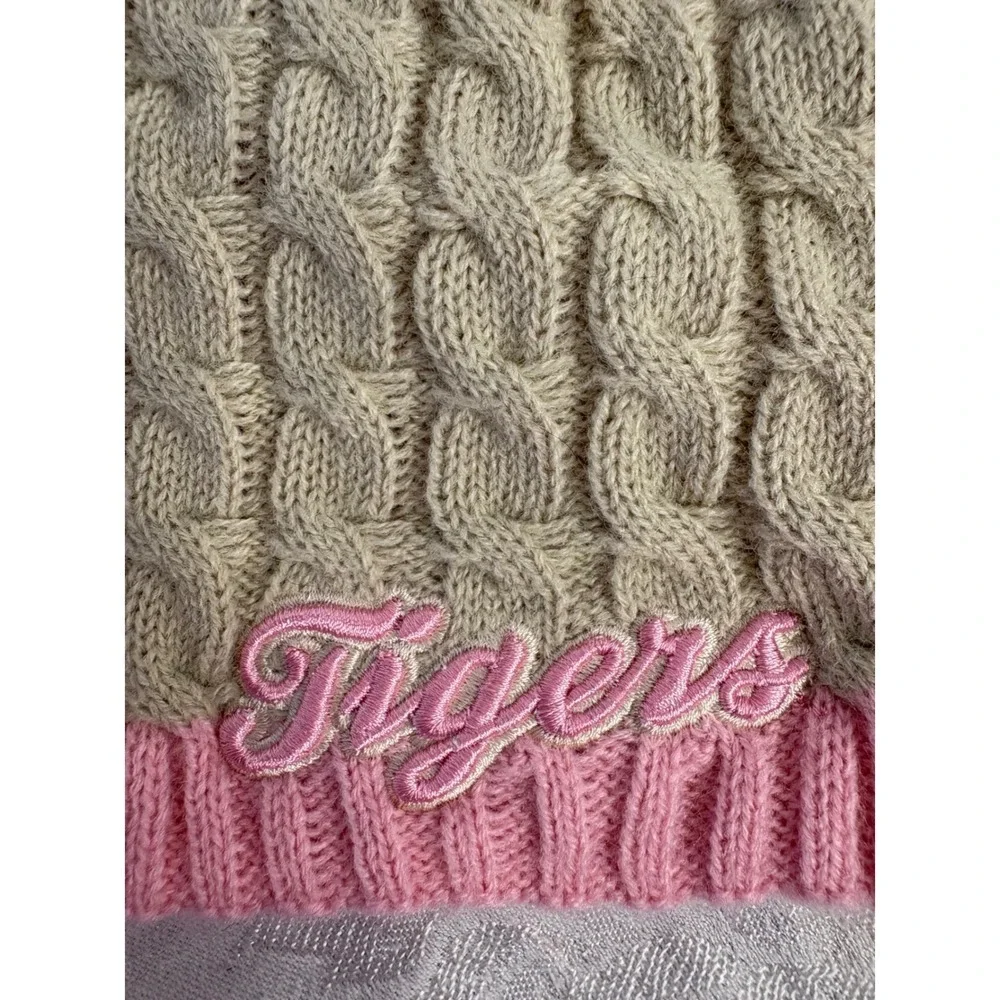Clemson top of the World Tigers Beanie Kids Tan Pink Cable Knit Collegiate hat
